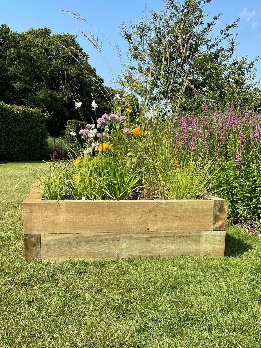 Raised Bed Sleeper Kit including topsoil (2500mm L by 1300mm by 400mm H) - Heritage Products