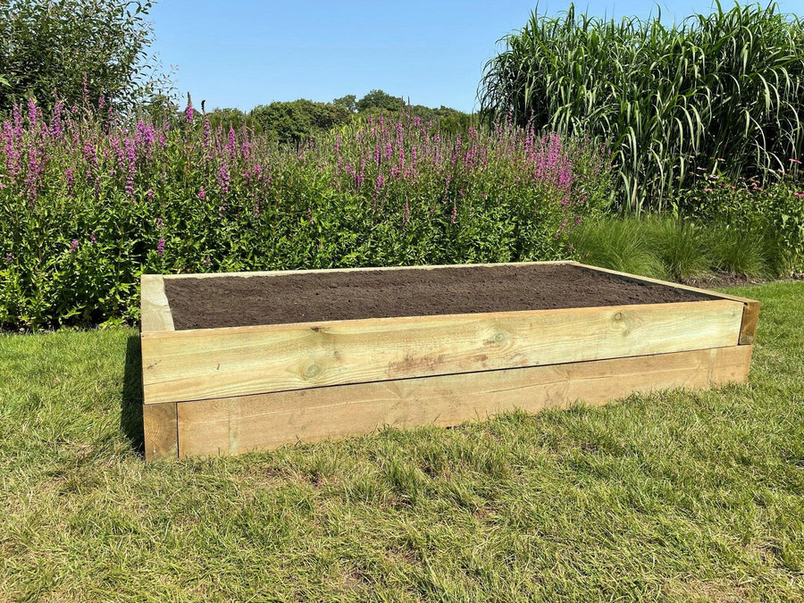 Raised Bed Sleeper Kit including topsoil (2500mm L by 1300mm by 400mm H) - Heritage Products